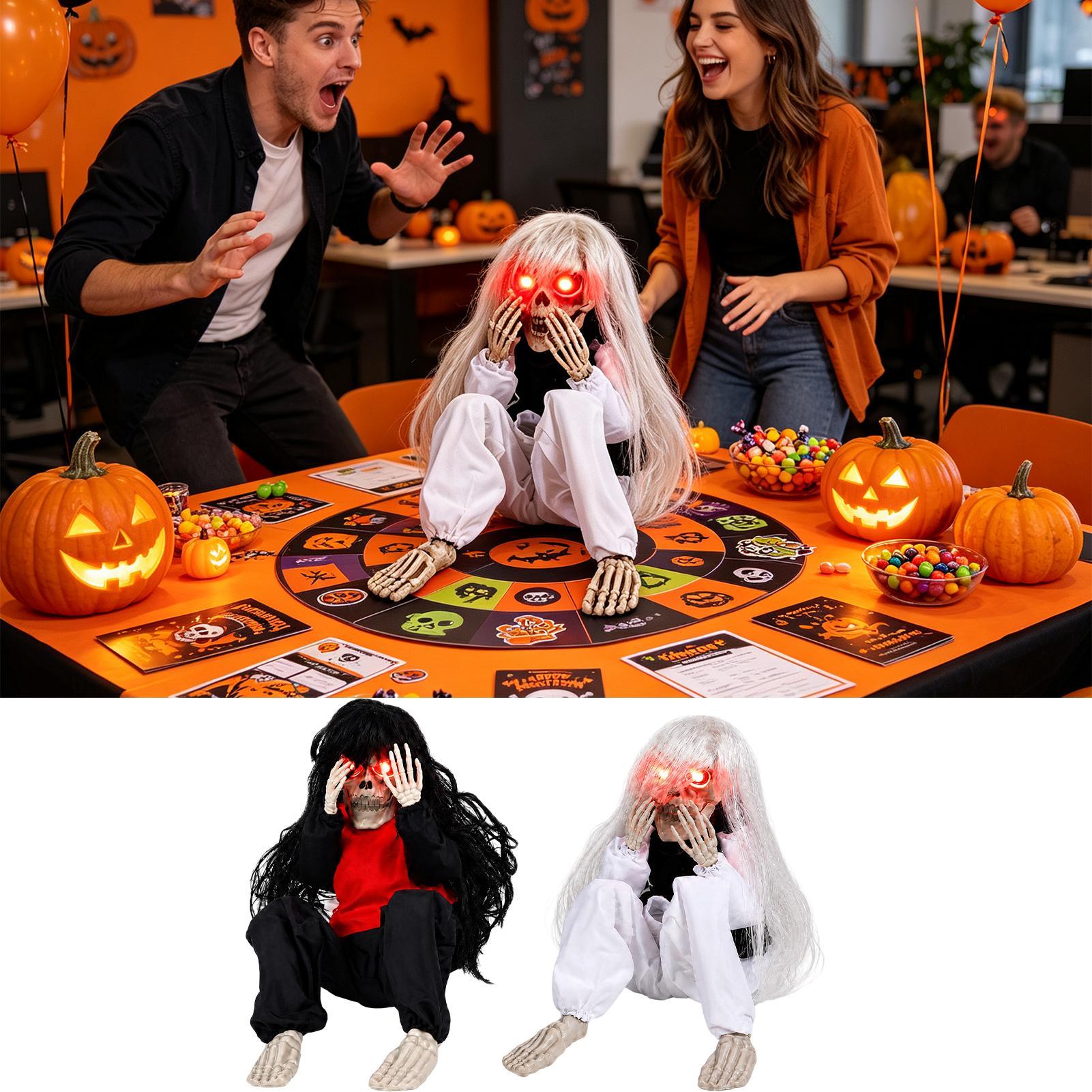 Halloween Skeleton Decoration - Halloween-skeletdecoraties Geluidsgeactiveerd huilen met gloeiende ogen