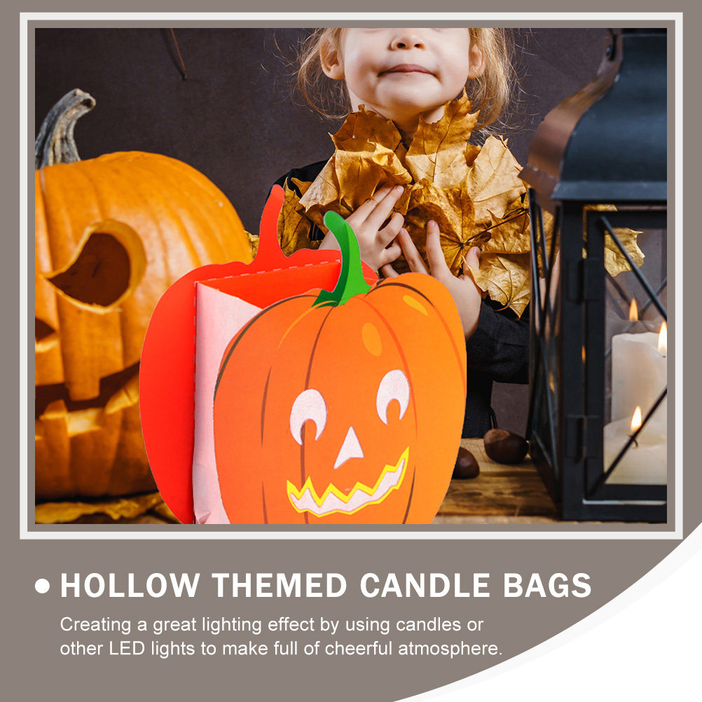 Pumpkin Lantern Halloween - 12 stuks papieren pompoenverpakkingen, met uitgesneden