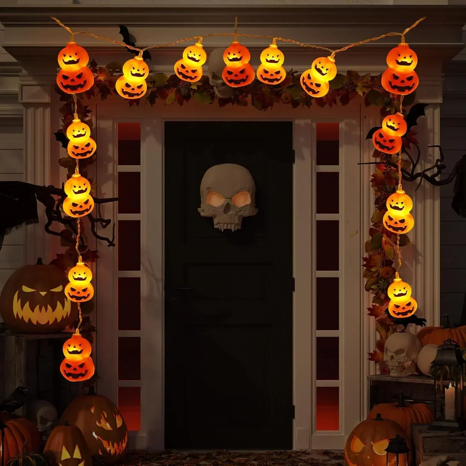 Halloween Led String Lights Orange - Jack O Lantern-lichtsnoer, op batterijen werkende