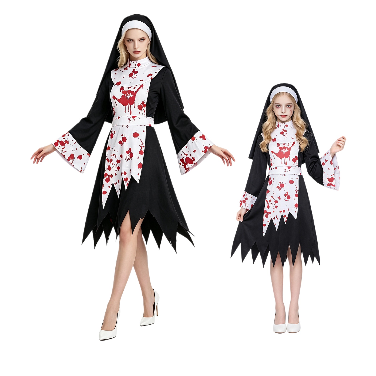 Halloween Costume Kids - Vrouwen Kinderen Halloween Eng Donker Nonnen