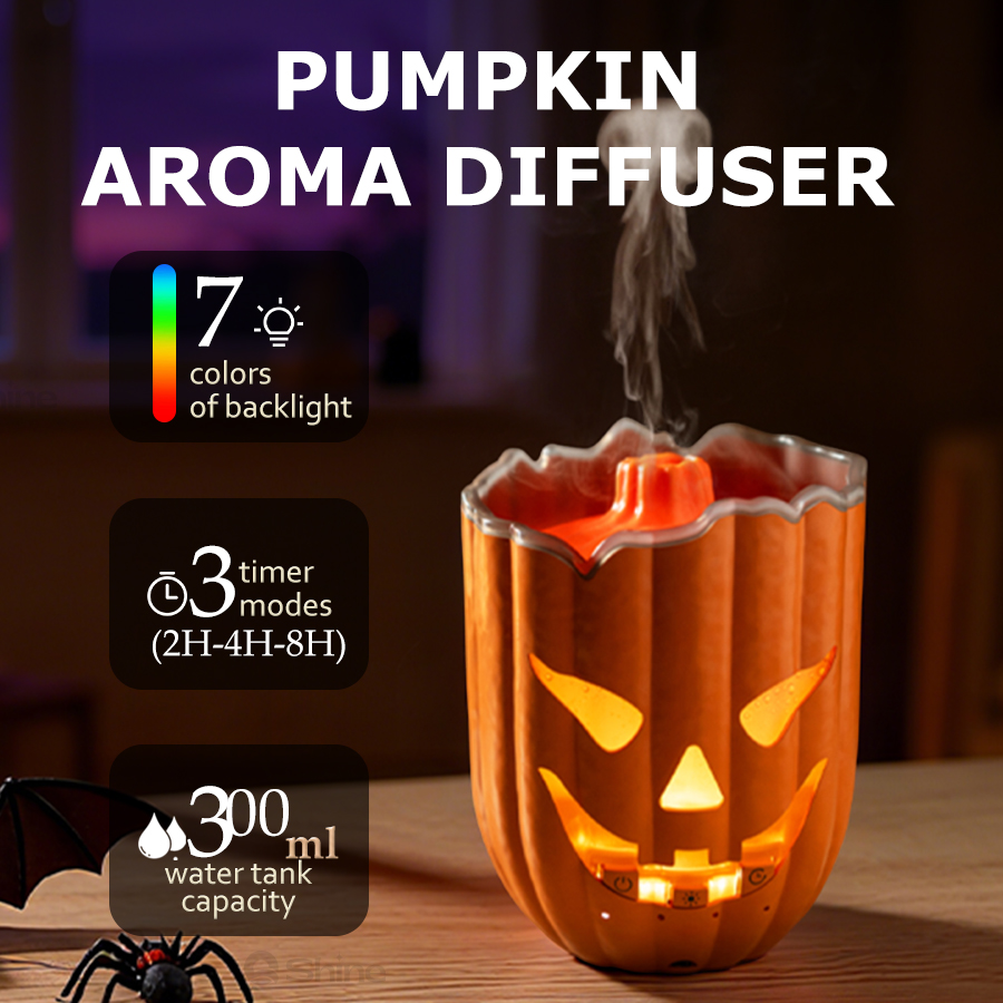Halloween Pumpkin Decor Led - Pompoenluchtbevochtiger, 7 kleuren LED, 2-8 uur
