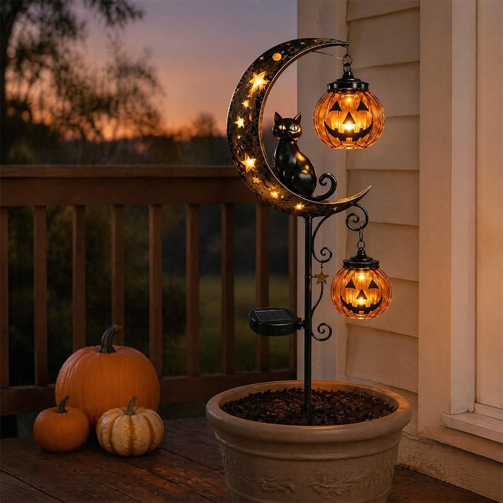 Solar Halloween Zwarte Kat Pom - Halloween Pumpkin Decor Led recensie en prijs